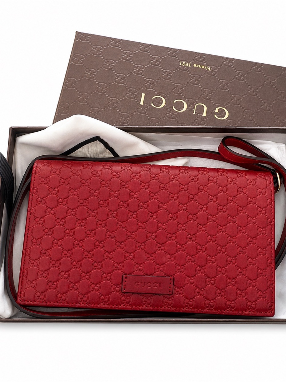Gucci Microguccissima Leather Crossbody Wallet Bag (RED ROSSO) - Picture 8 of 11